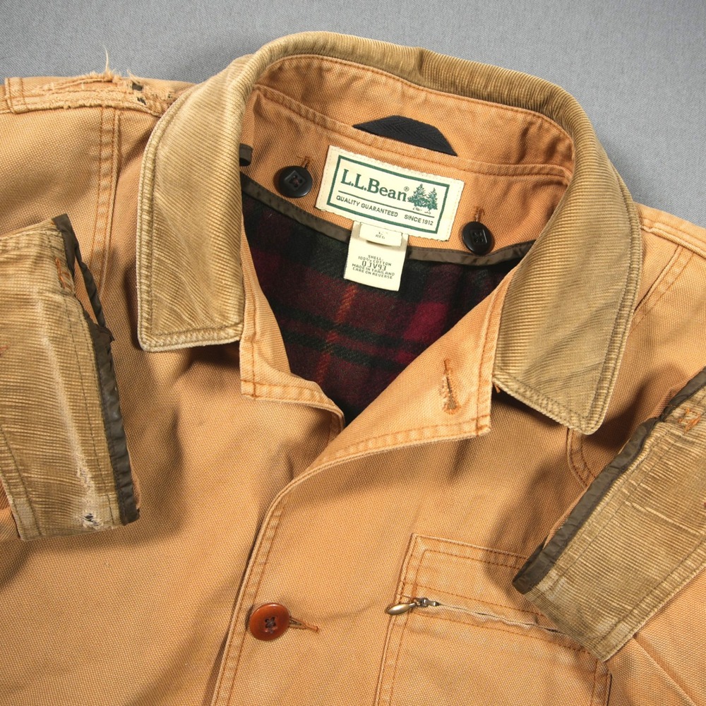 Vintage USA L.L. Bean Plaid Lined Canvas Field Barn Chore Cabin Men Jacket L